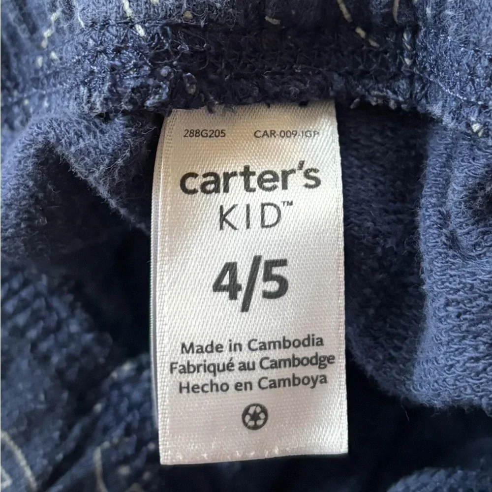 Carter’s Kid Boy’s Pull On French Terry Shark Print Blue Shorts Size 4/5